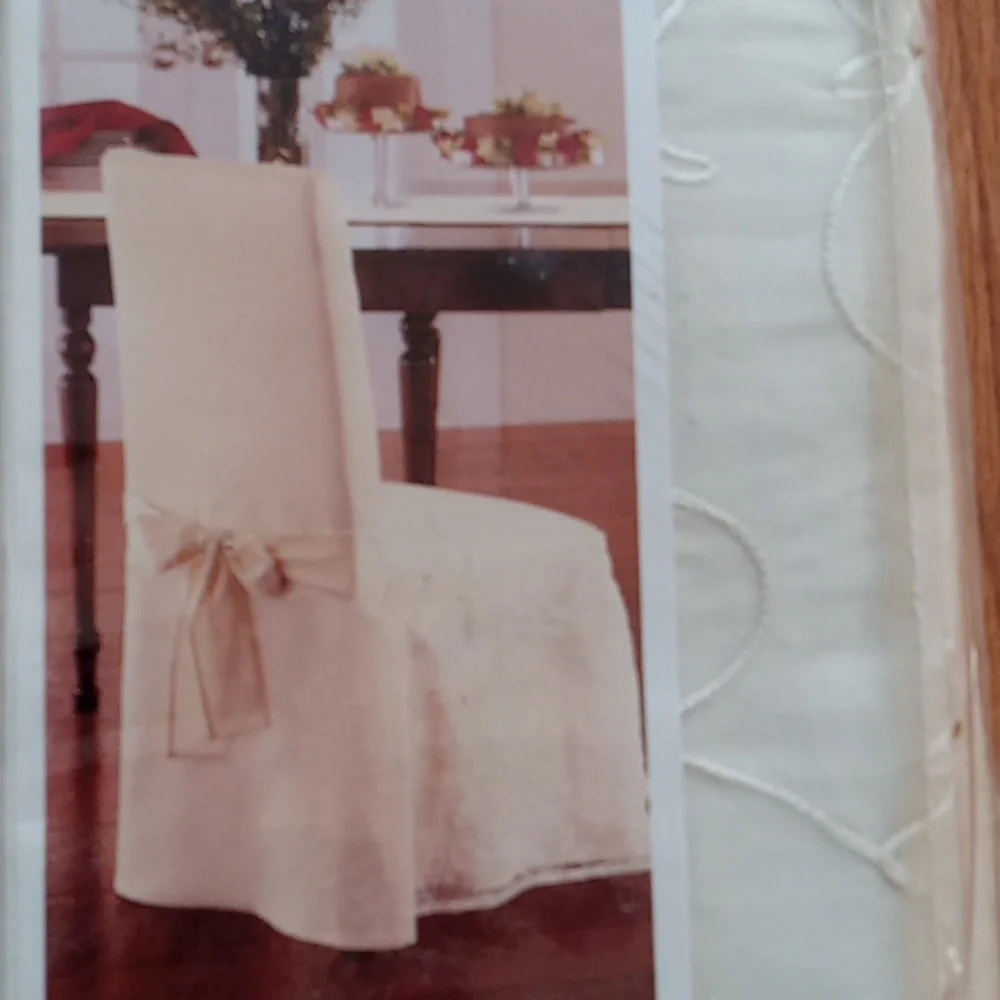 2 New Target 2003 Ivory Embroidered Floral Chair Covers fits most armless chairs